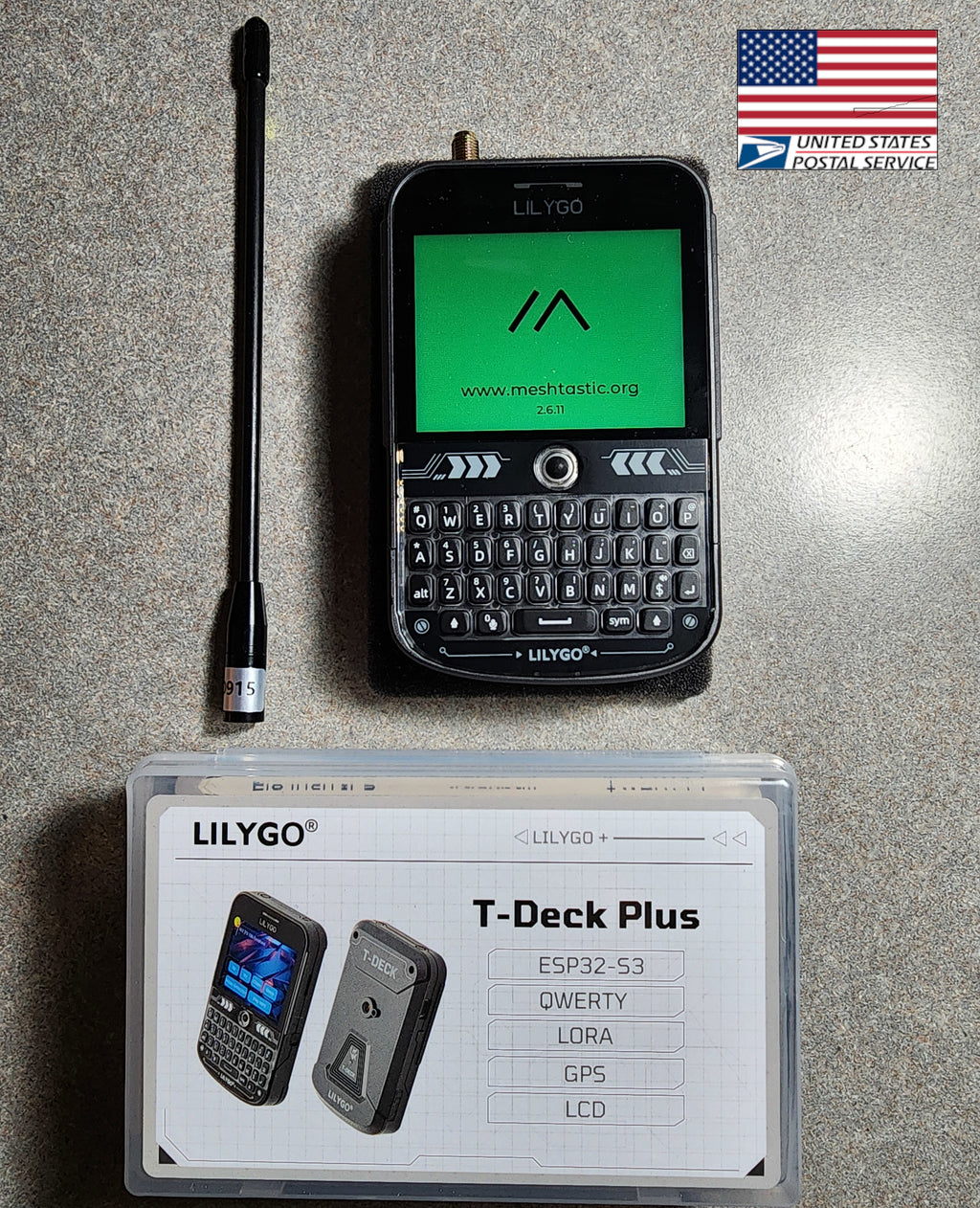 Lilygo T-Deck Plus GPS 915Mhz ESP32 Meshtastic + SMA connector & Antenna USA