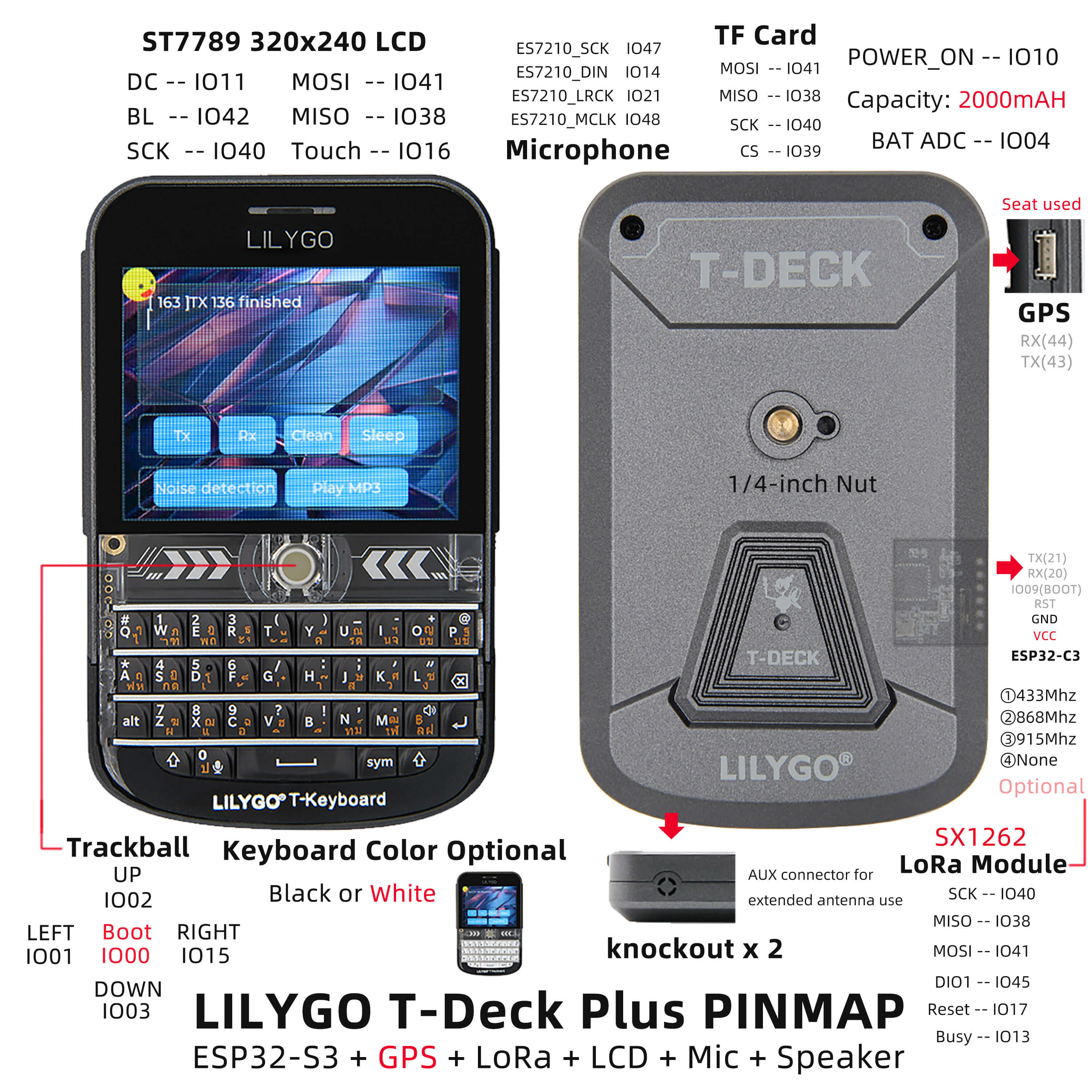 Lilygo T-Deck Plus GPS 915Mhz ESP32 Meshtastic + SMA connector & Antenna USA